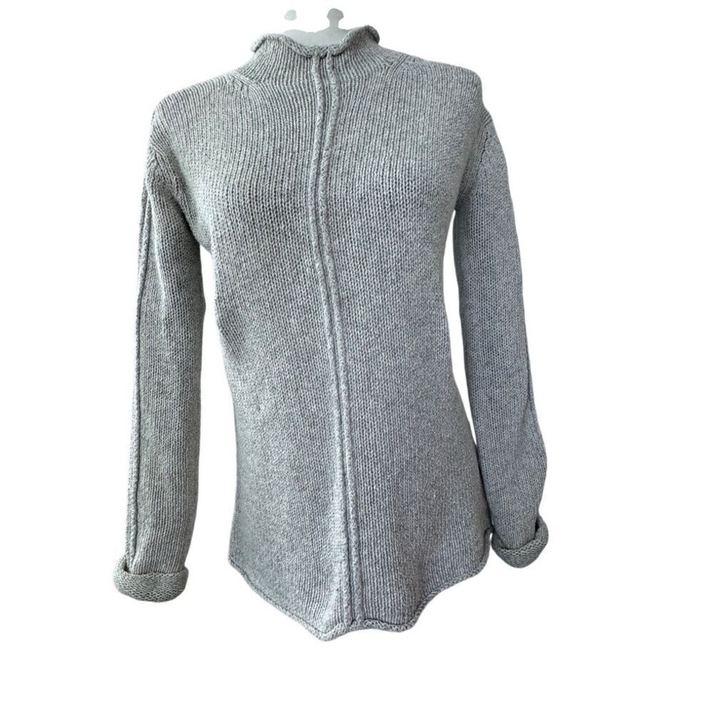 DKNY Jeans Sweater Mock Turtleneck Preppy Gray Knit Top SZ XS
